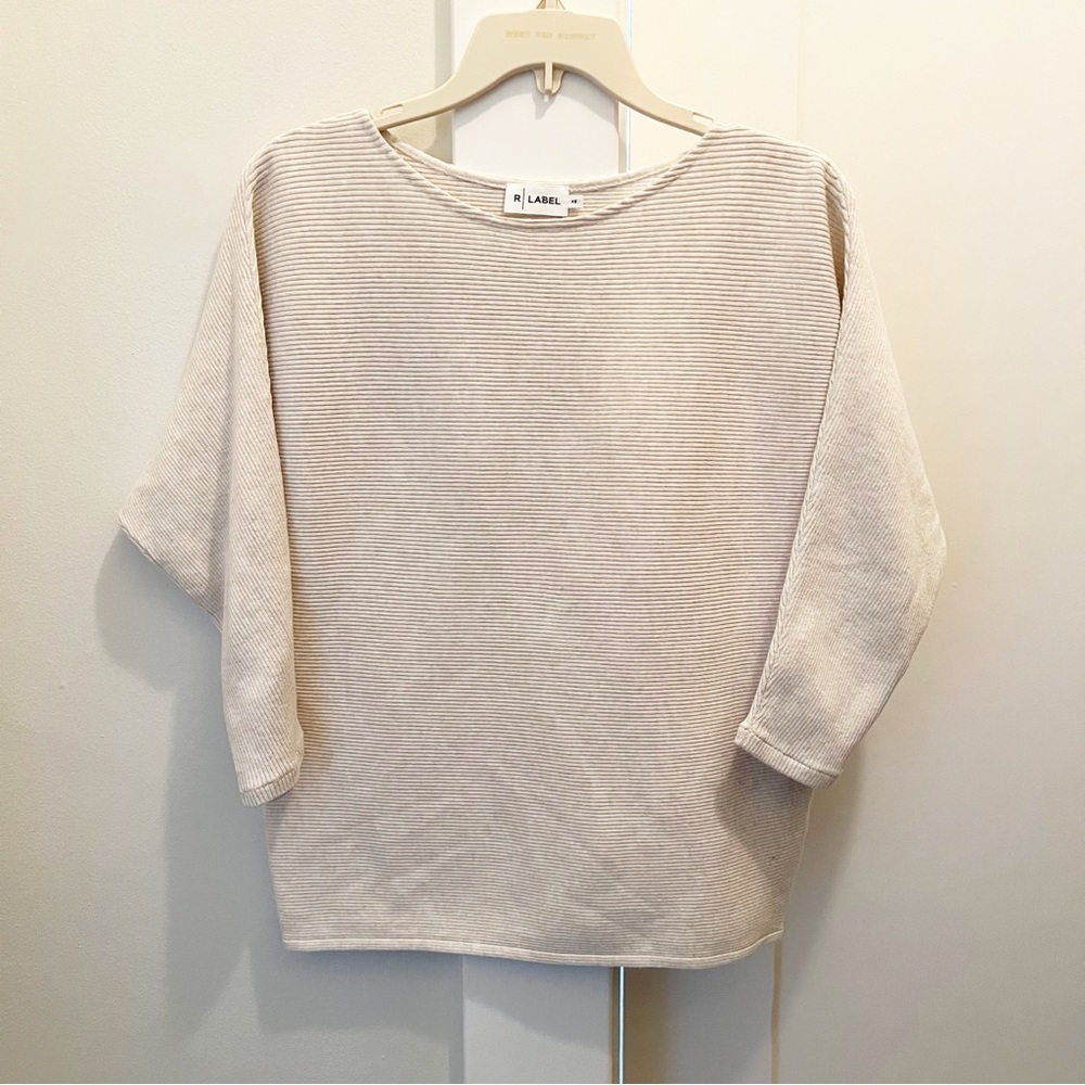 The Reset R Label Ribbed Dolman 3/4 Sleeve‎ Sweater